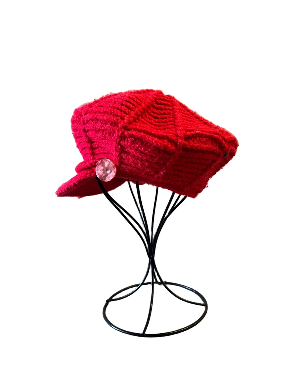 Vintage Hand Knit Cabbie NewsBoy Baker Boy Hat - Picture 2 of 10